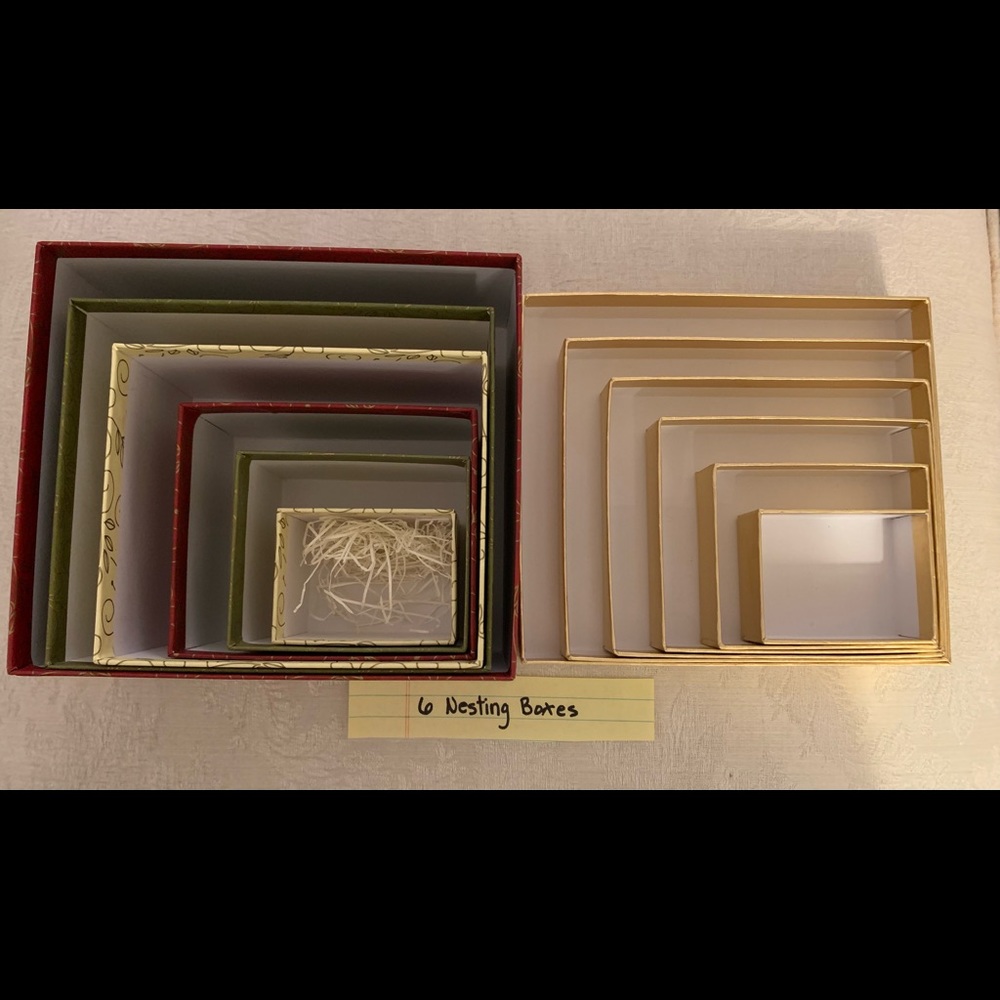 Harry & David Nesting boxes (6) Burgundy, green, cream & gold - Picture 5 of 5
